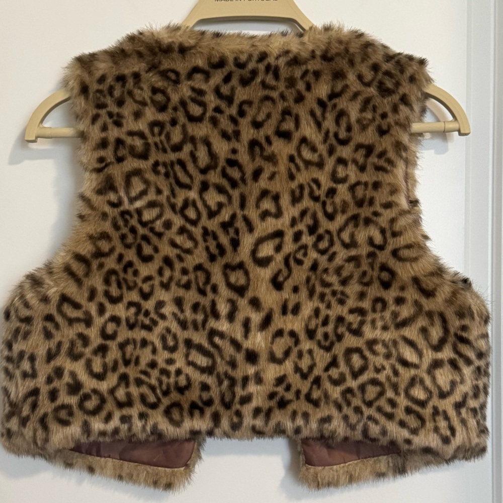 Crop Leopard Short Faux Fur Vest Women’s Fall & Winter Outerwear Sz Small - Picture 5 of 7